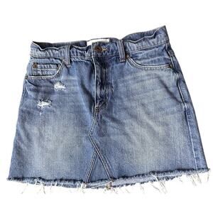 Pistola Distressed Denim Mini Skirt Sz 26 Raw Hem 100% Cotton Western Grunge EUC